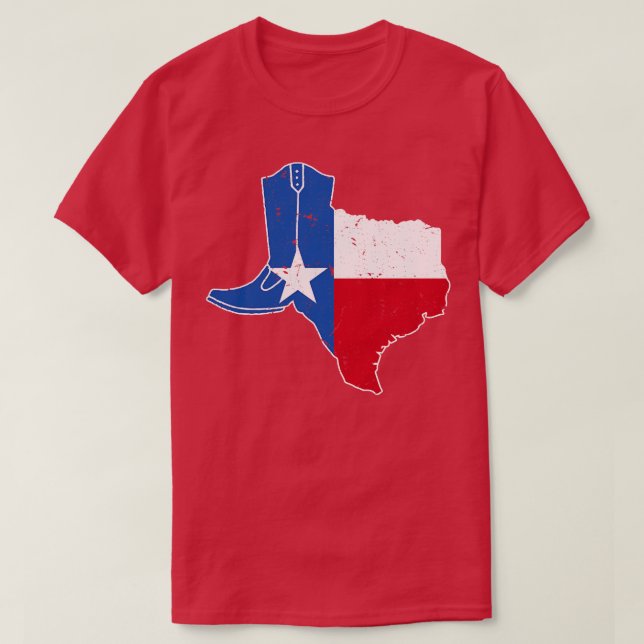 T-shirt Texas Drapeau Cowboy Boot Cattleman (Design devant)