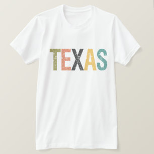 T-shirt Texas en lettres de couleur rétro passé