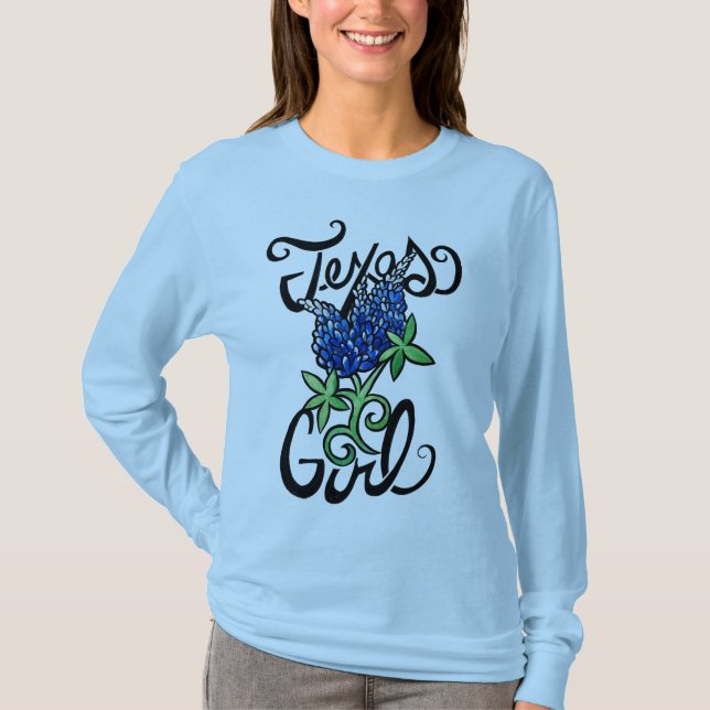 T-shirt Texas Girl texas Bluebonnets (Devant)