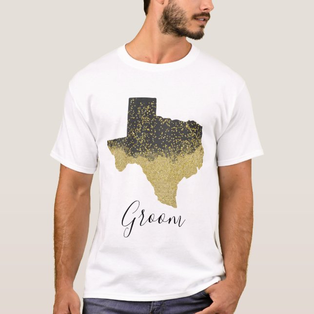 T-shirt Texas Groom Image noir et or (Devant)