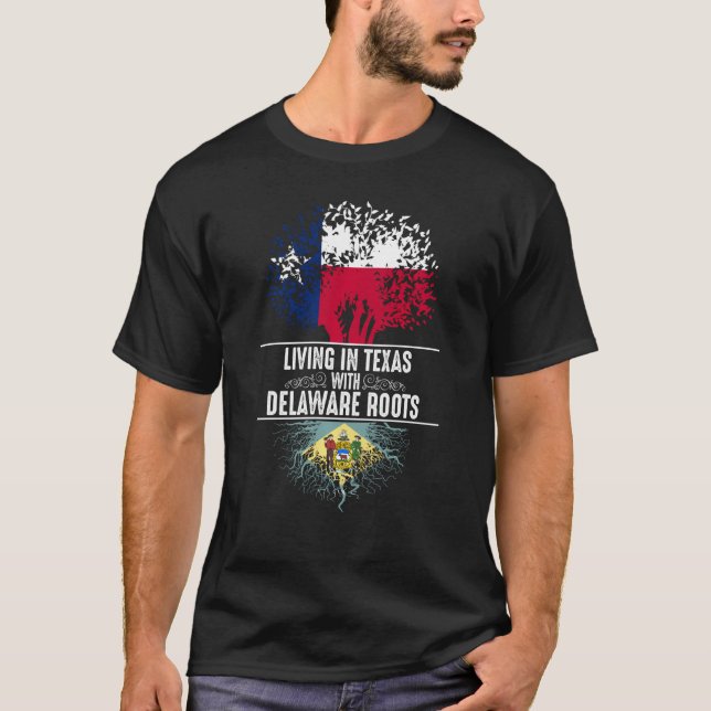 T-shirt Texas Home Delaware Roots State Tree Flag (Devant)