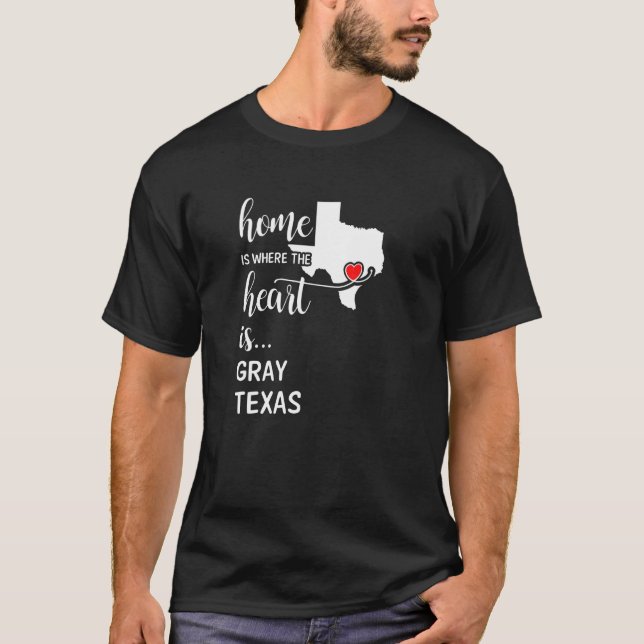 T-shirt Texas Home Est Là Où Le Coeur Est Grey Comté (Devant)