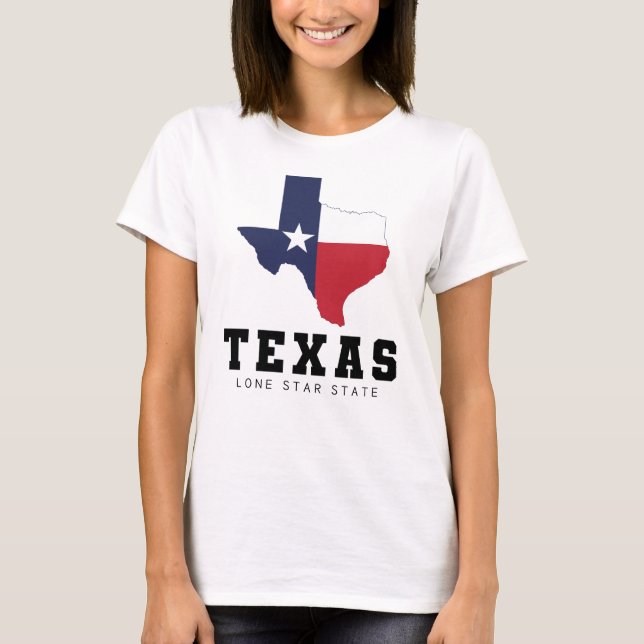 T-shirt Texas, Lone Star State, Carte du drapeau blanc fém (Devant)