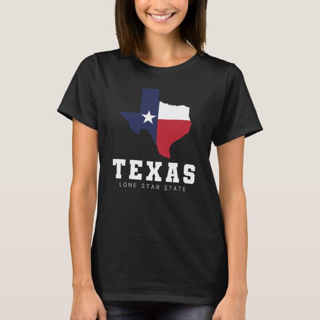 T-shirt Texas, Lone Star State, Drapeau Carte Femmes Noirs (Devant)