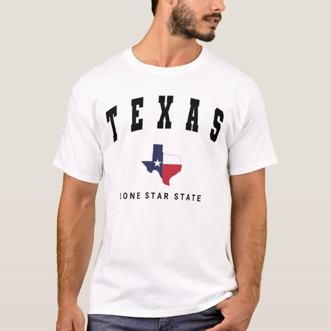 T-shirt Texas, Lone Star State Drapeau Carte Hommes Blanc (Devant)