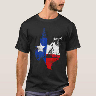 T-shirt Texas Map Oildfield Worker Gasoil Petroleum USA