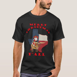 T-shirt Texas Merry Y'All Père Noël On Bull Design Pour Ch