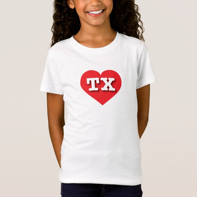T-Shirt Texas Red Heart - J'aime TX (Devant)