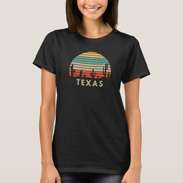 T-shirt Texas Retro Style Desert Sunset (Devant)