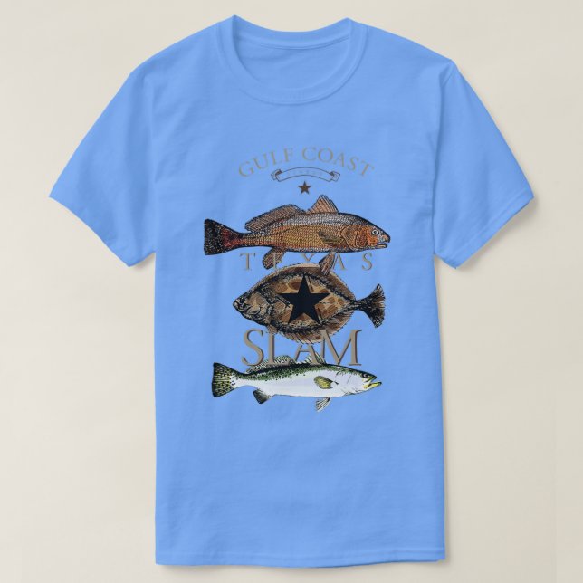 T-shirt Texas Slam Fishing Red Drounder Flounder Truite (Design devant)