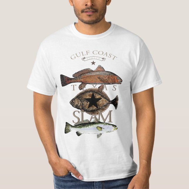 T-shirt Texas Slam Fishing Red Drum Flounder Truite T-Shir (Devant)