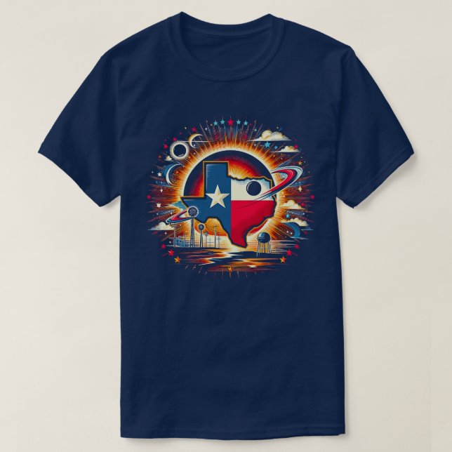T-shirt Texas Solar Eclipse 2024 Eclips Solaires Nuit Étoi (Design devant)