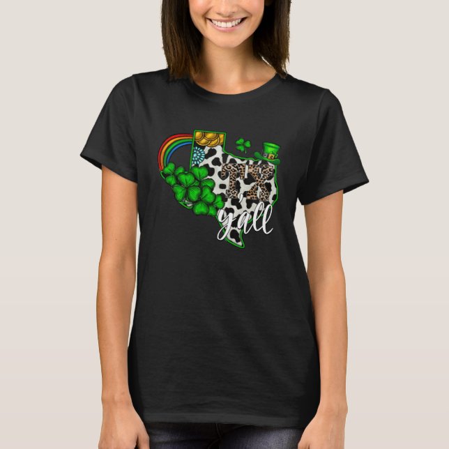 T-shirt Texas St Patrick's Day Lucky Texas Map Cuir de Vac (Devant)