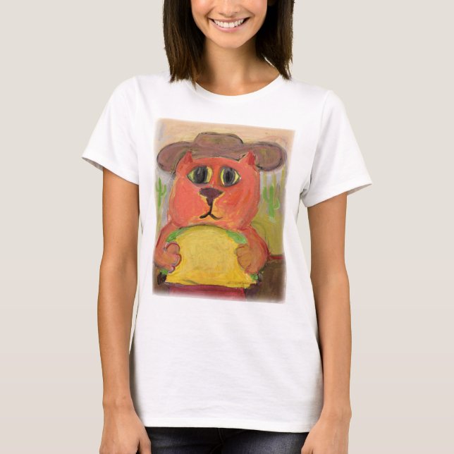 T-shirt Texas Taco Cat Folk Art (Devant)