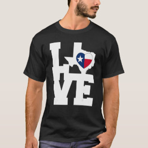 T-shirt Texas Texas Love Map Indicateur Coeur Graphique Te