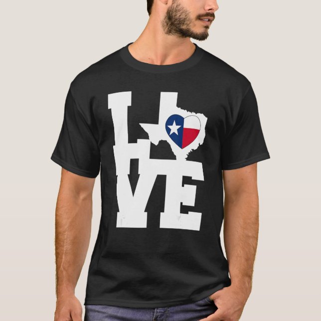 T-shirt Texas Texas Love Map Indicateur Coeur Graphique Te (Devant)