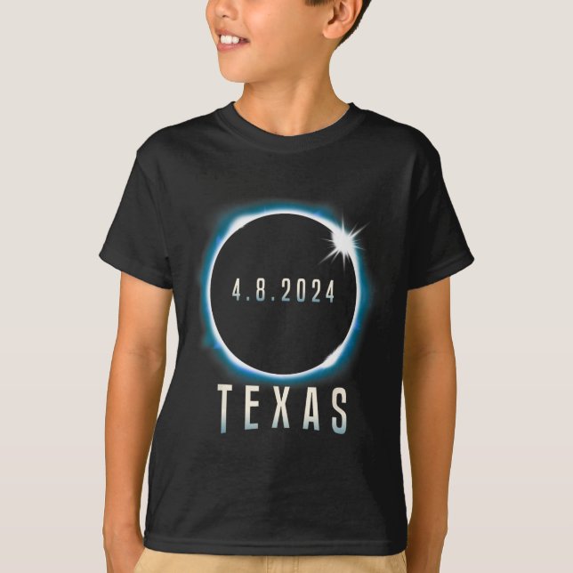 T-shirt Texas Total Solar Eclipse 2024 Bleu Avril 8 Hommes (Devant)