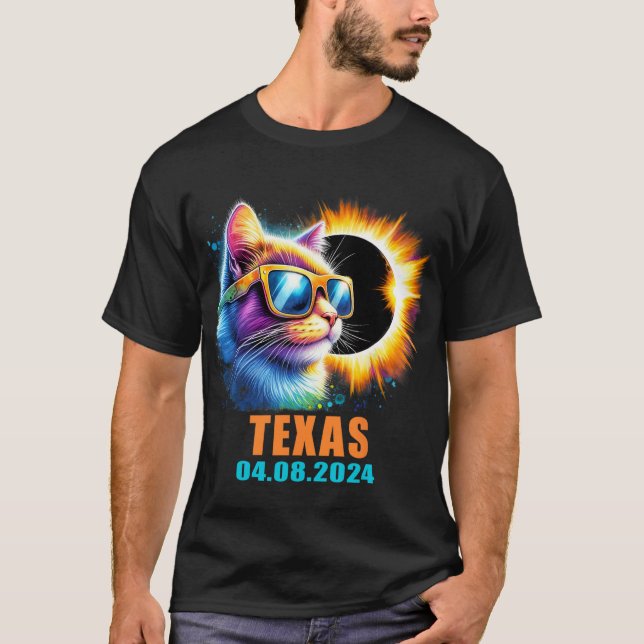 T-shirt Texas Total Solar Eclipse 2024 Cat Solar Eclipse G (Devant)