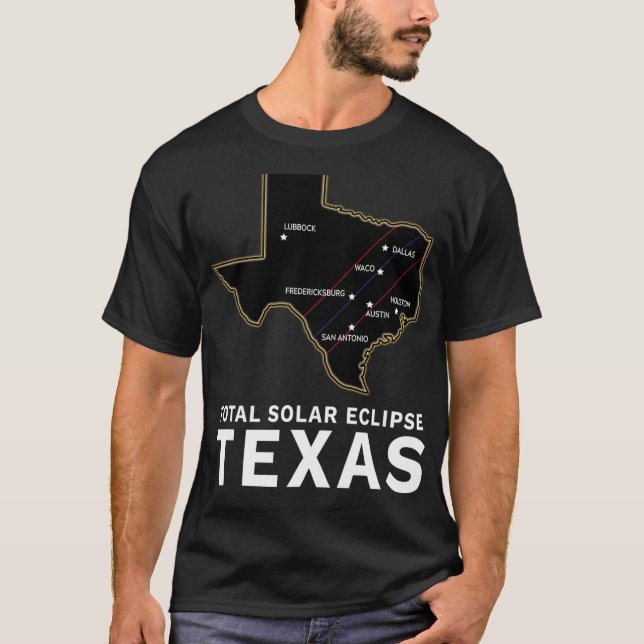 T-shirt Texas Total Solar Eclipse 2024 Parcours De Totalit (Devant)