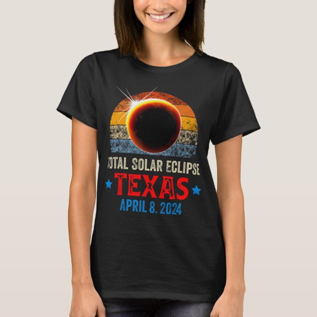 T-shirt Texas Total Solar Eclipse Avril 8 2024 Texas Solar (Devant)