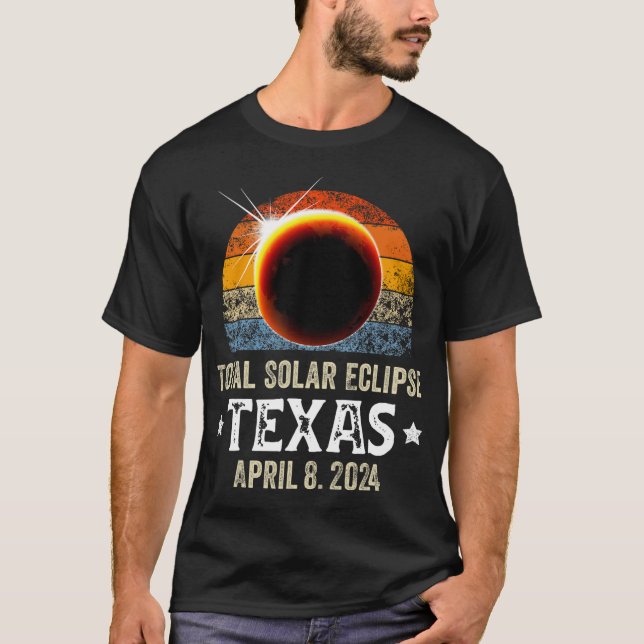 T-shirt Texas Total Solar Eclipse Avril 8 2024 Texas Solar (Devant)