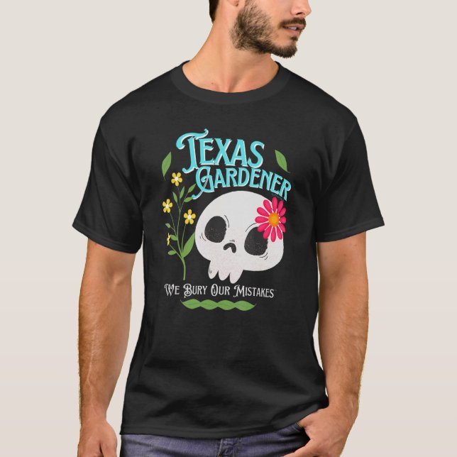 T-shirt Texas Tx État rebelle Gardener mignon flux crâne (Devant)