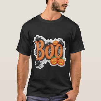 T-shirt Texte 3D Halloween Boo avec des éléments effrayant