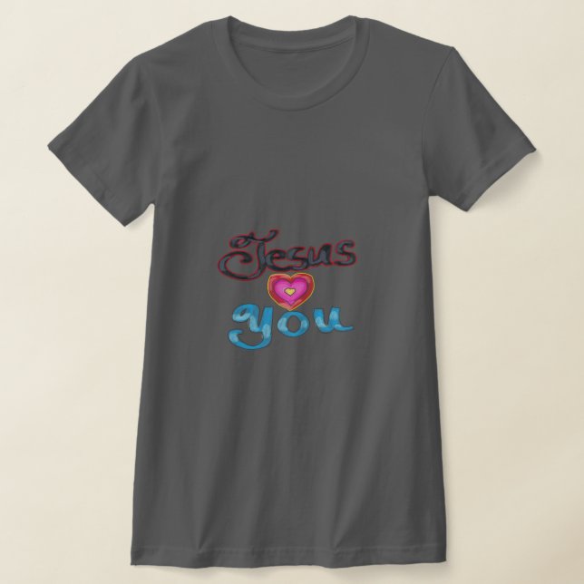 T-shirt Texte à main "Jésus t'aime" Mesdames (Poser)
