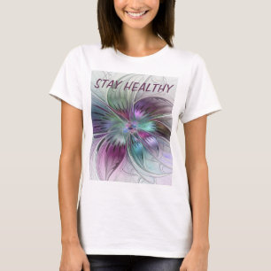 T-shirt Texte Abstrait floral coloré Fractal Art