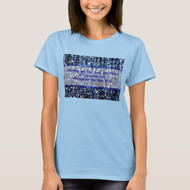 T-Shirt Texte Abstrait Lumières Bleues (Devant)