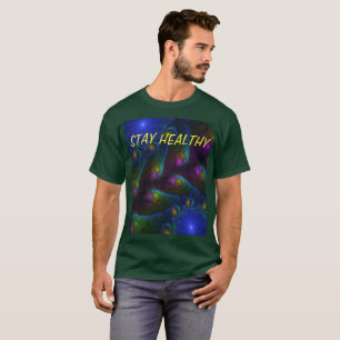 T-shirt Texte abstrait moderne fractal lumineux coloré
