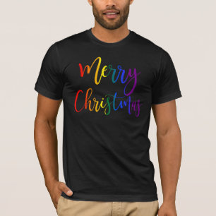 T-shirt Texte arc-en-ciel coloré LGBTQ Gay pride Noël
