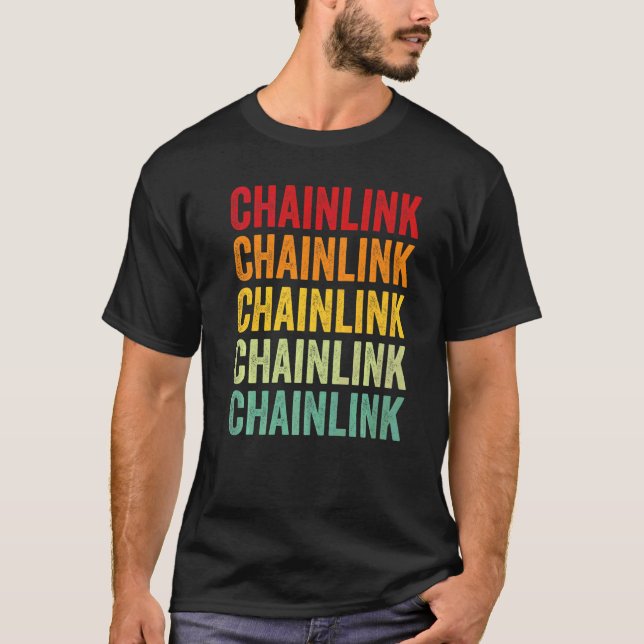 T-shirt Texte Arc-en-ciel Crypto Chainlink (Devant)