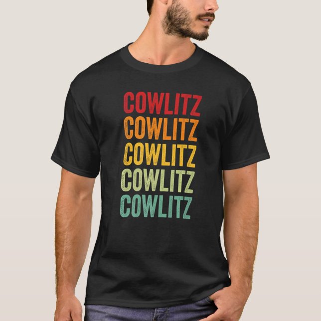 T-shirt Texte arc-en-ciel du comté de Cowlitz Washington (Devant)