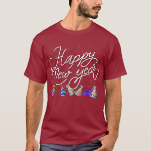 T-shirt Texte blanc avec confettis Bonne Année