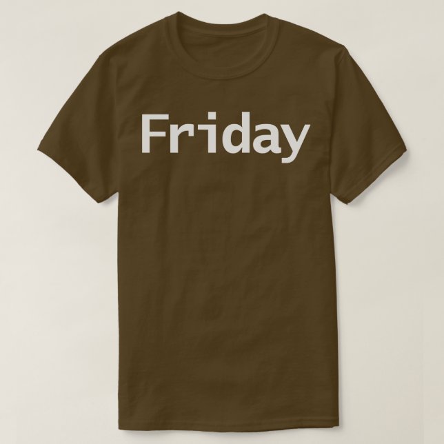 T-shirt Texte blanc de la typographie minimale du vendredi (Design devant)
