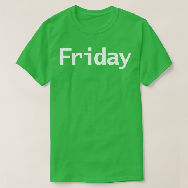 T-shirt Texte blanc de la typographie minimale du vendredi (Design devant)