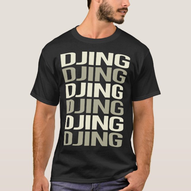 T-shirt Texte blanc Djing DJ Disque Jockey Deejay (Devant)