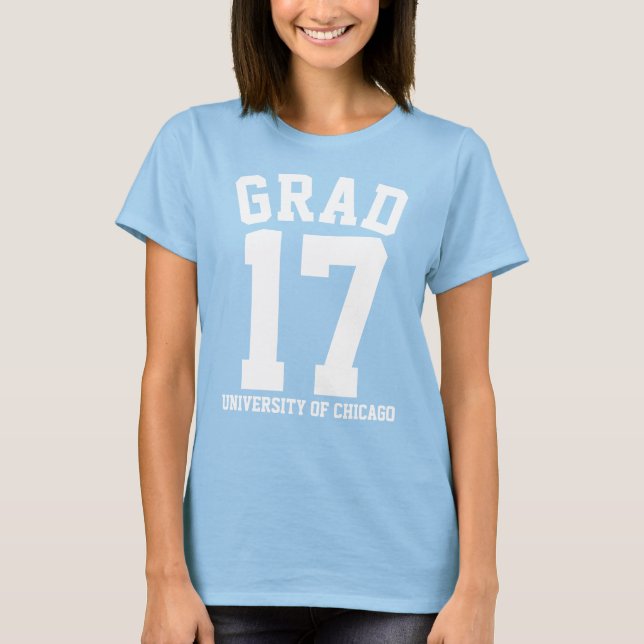 T-shirt Texte blanc Grad 2017 Nom de l'école (Devant)