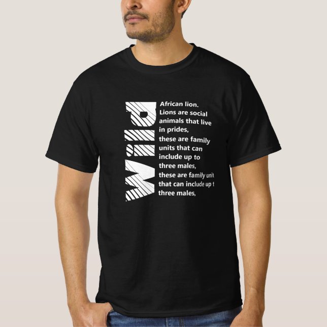 T-shirt Texte blanc l Lion d'Afrique sauvage imprimer à cô (Devant)