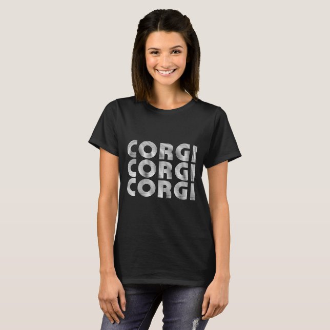 T-shirt Texte blanc moderne Corgi (Devant entier)