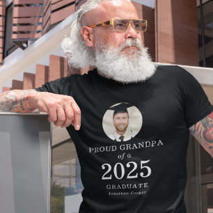 T-shirt Texte blanc Photo Fière grand-père de 2023 Diplômé