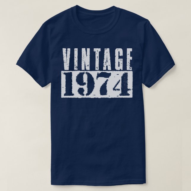 T-shirt Texte blanc Vintage vintage 1974 (Design devant)