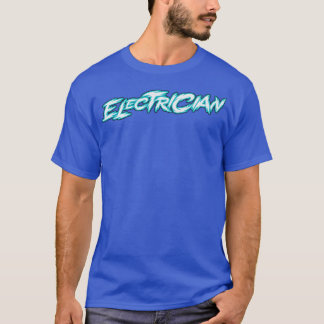 T-shirt Texte bleu néon électricien