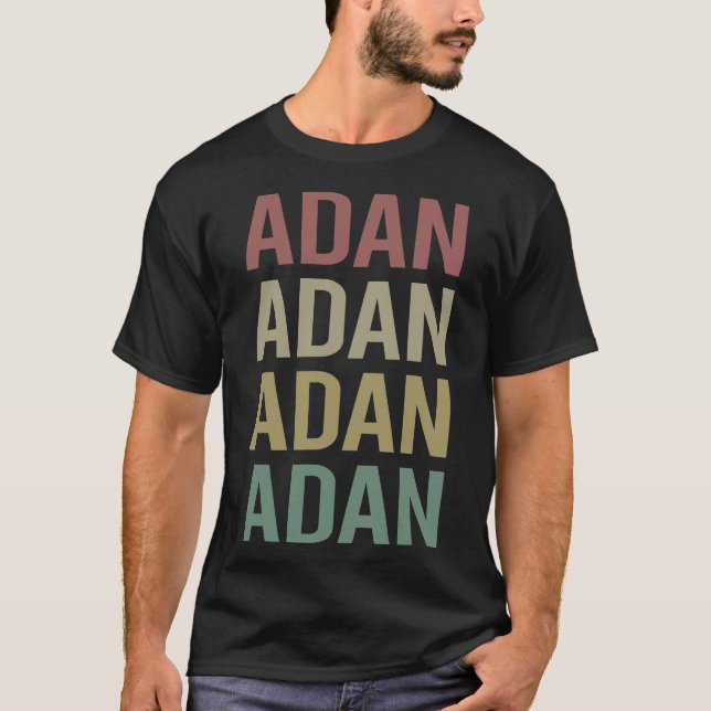 T-shirt Texte coloré Art - Nom Adan (Devant)