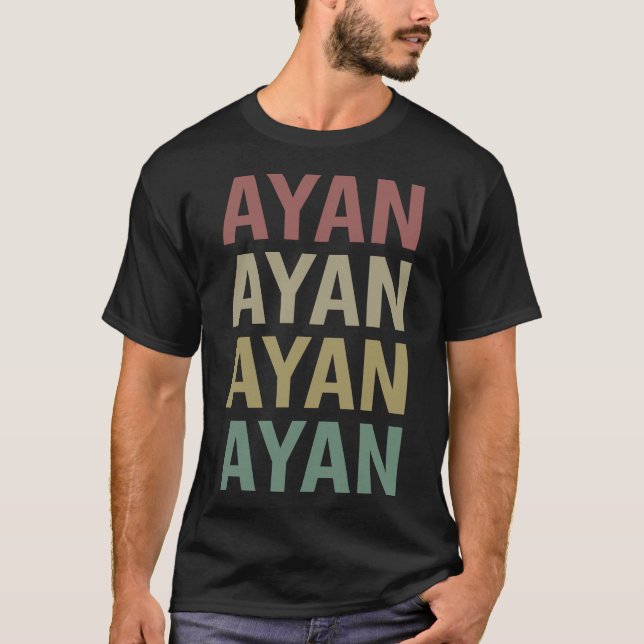 T-shirt Texte coloré Art - Nom Ayan (Devant)