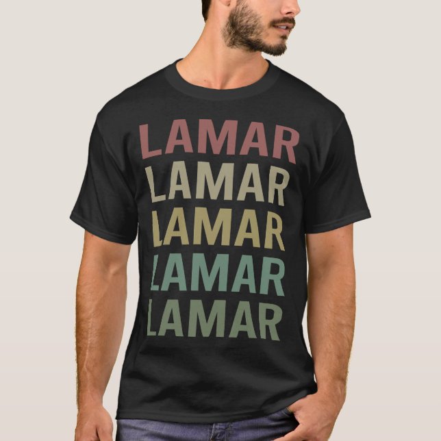 T-shirt Texte coloré Art - Nom Lamar (Devant)
