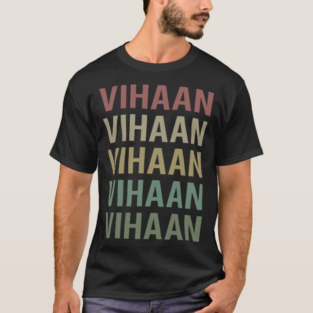 T-shirt Texte coloré Art - Nom Vihaan (Devant)