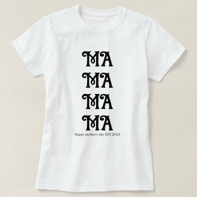 T-shirt Texte cool Noir et blanc Maman (Design devant)