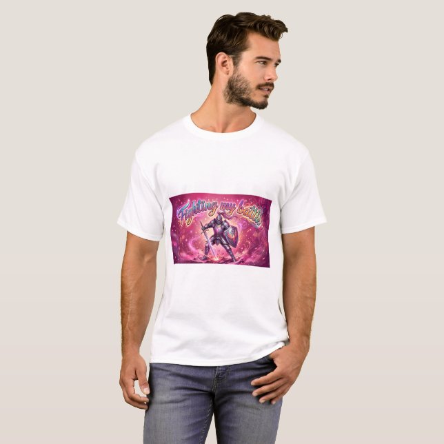 T-shirt Texte de combat contre moi  (Devant entier)